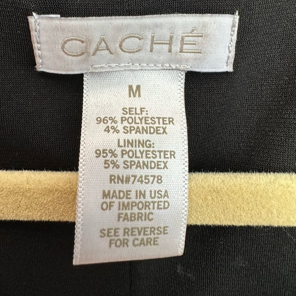 Vintage Cache Teal Gold Blue Knit Faux Wrap Midi Dress Women’s Size Medium M Med - Picture 11 of 13